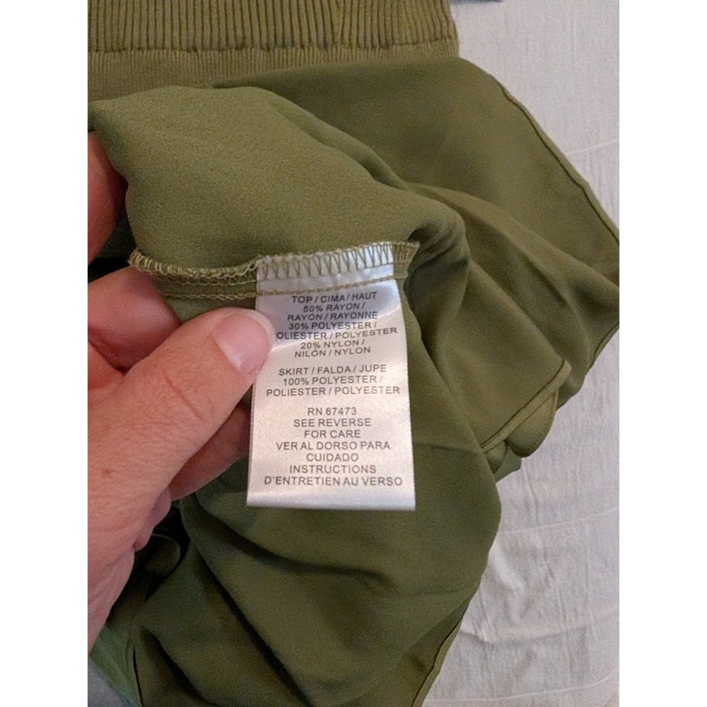 Taylor Mixed Media Olive Green‎ Sleeveless Maxi Dress Knit Top New Size S - Picture 7 of 7